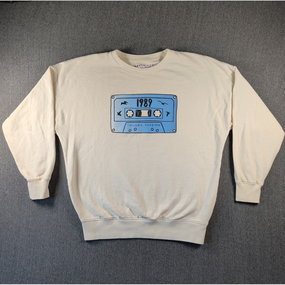 Elisabeth Faith Taylor Swift Inspired Graphic Sweatshirt Cassette 1989 White Med - Picture 2 of 7